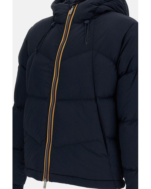 K-Way Blue Hooded Puffer Jacket for men