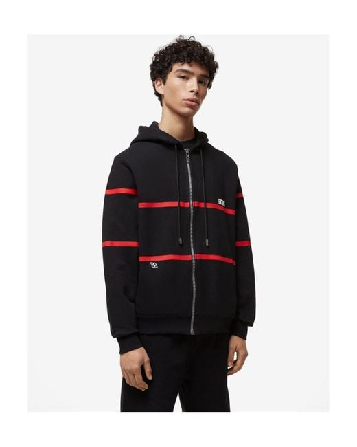 Gcds Black Low Logo Band Zip-Up Hoodie for men