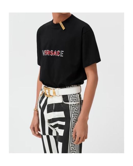 Versace Black Logo Print T-Shirt for men