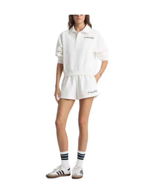 Sporty & Rich White Embroidery-Logo Elasticated Shorts