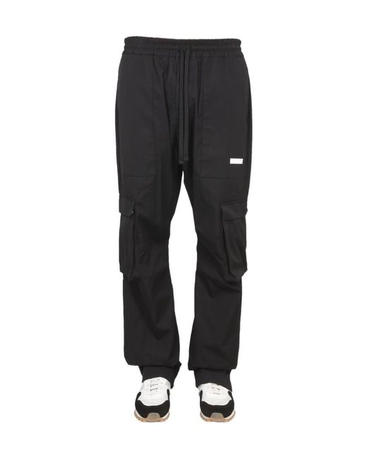 Ih Nom Uh Nit Black Elasticated Waistband Cargo Pants for men