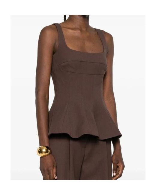 Stine Goya Brown Square-Neck Top