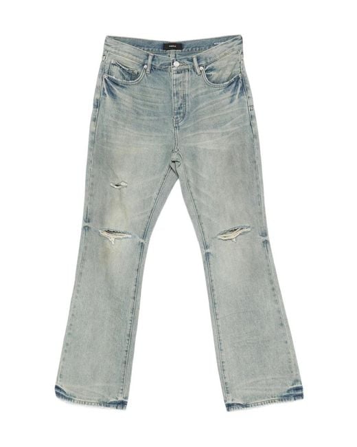 Purple Brand Gray Ripped Flared Jeans for men