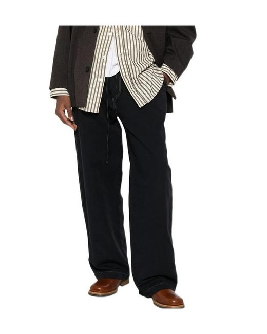 Studio Nicholson Black Drawstring Casual Pants