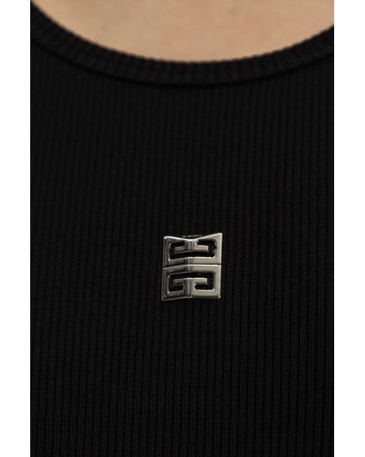 Givenchy Black 4G Plaque Ribbed-Knit Tank Dress