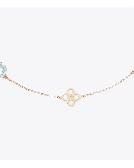 Tory Burch White Forget Me Not Pavé Necklace