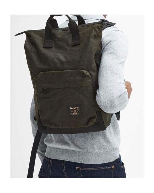 Barbour Black Logo Backpack for men