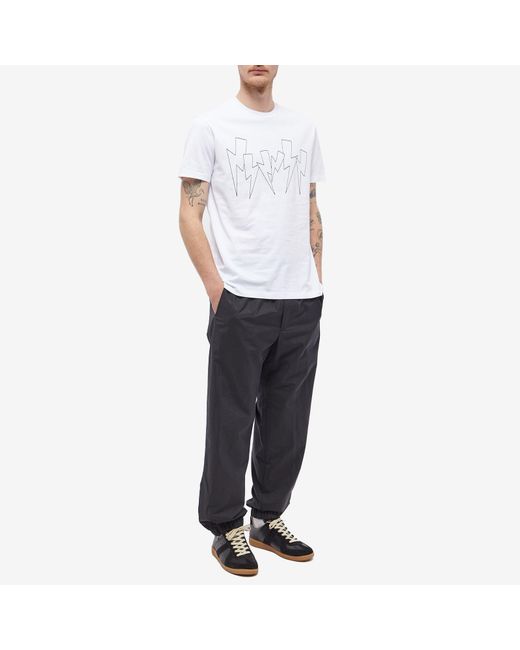 Neil Barrett White Thunderbolt-Print Crew-Neck T-Shirt for men