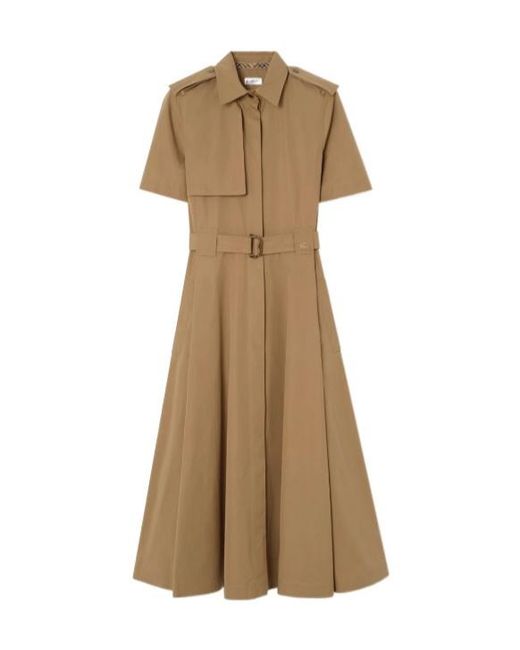 Burberry Natural Short Sleeved Belted Shirt Dress