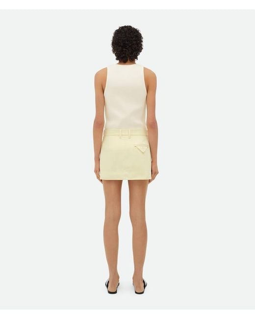 Bottega Veneta Yellow Wash Denim Pleated Mini Skirt