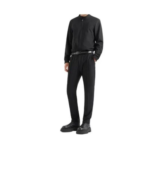 Emporio Armani Black Stand-Neck Zipper Jacket for men