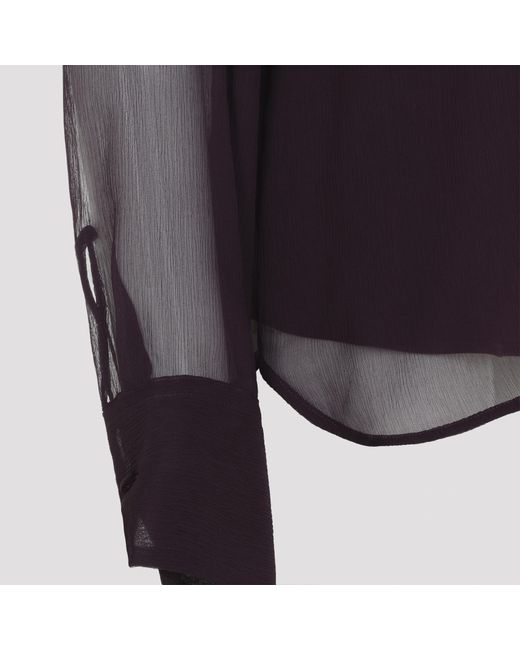Ermanno Scervino Purple Sheer Button-Front Top