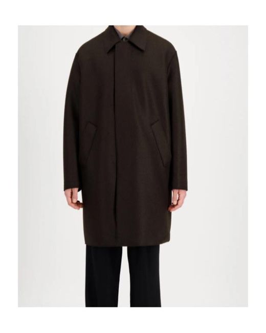 Harris Wharf London Black Fly Front Zipped Coat Pressed Wool for men