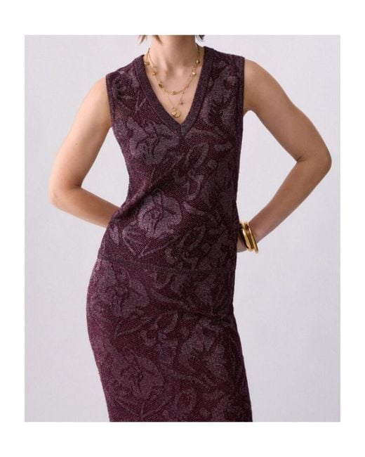 Liu Jo Purple Lame Lace Knit Top