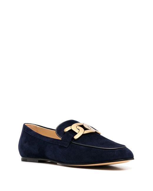 Tod's Blue Kate Buckle Detail Loafers
