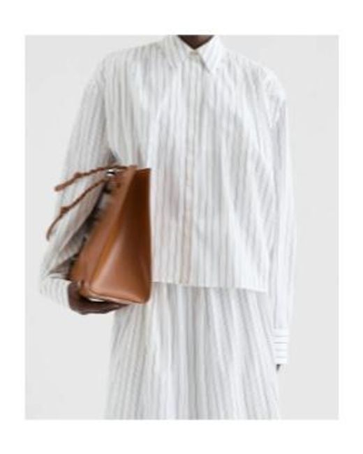 Jil Sander White Drop Shoulder Striped-Pattern Shirt