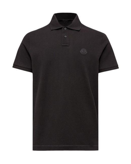 Moncler Black Logo Cotton Piquet Polo Shirt for men