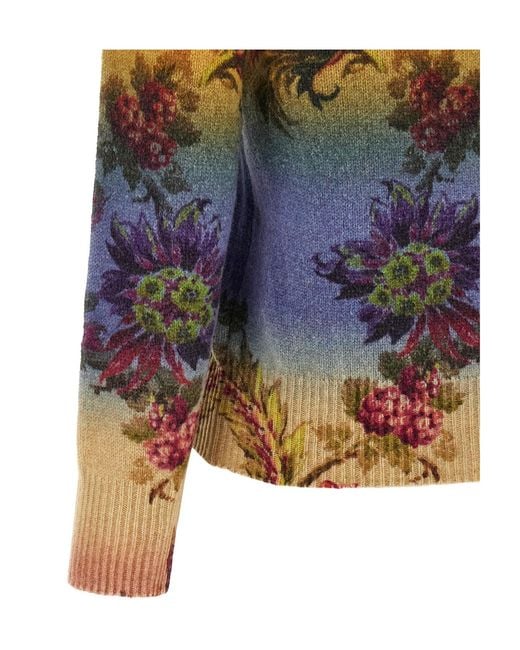 Etro Blue Floral Pattern Sweater