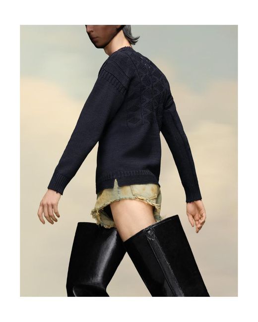 Maison Margiela Black Textured Knit Sweater for men