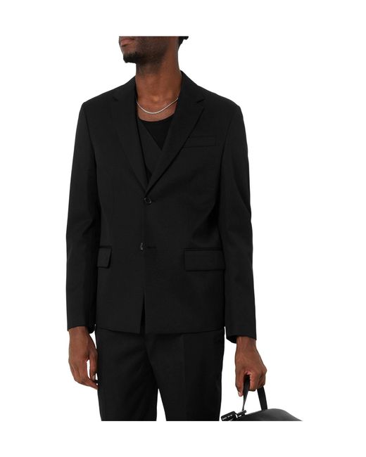 Off-White c/o Virgil Abloh Black Embroidered Wool Long Sleeve Blazer for men