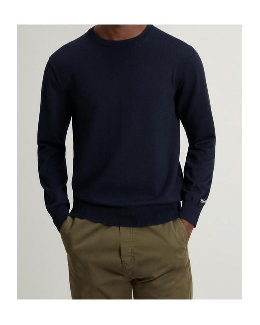 Woolrich Blue Logo Embroidered Crewneck Jumper for men