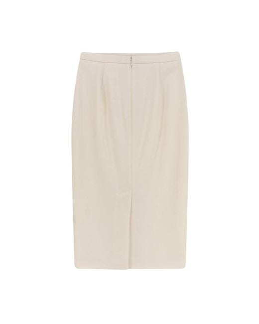 Max Mara White Back-Slit Skirt
