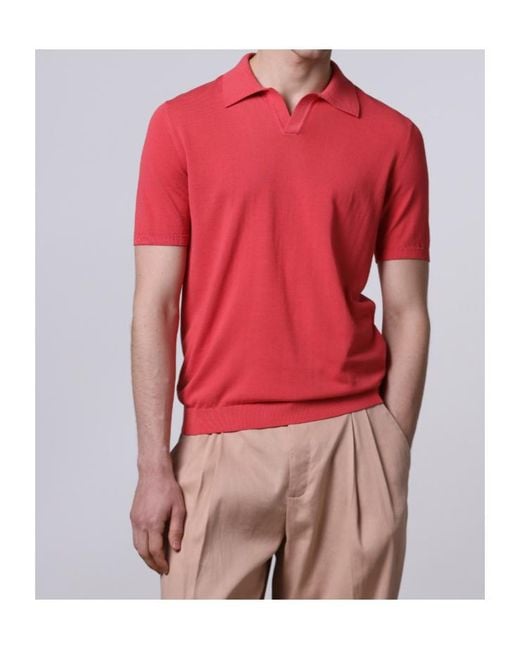 Roberto Collina Red Short-Sleeved Polo Shirt for men