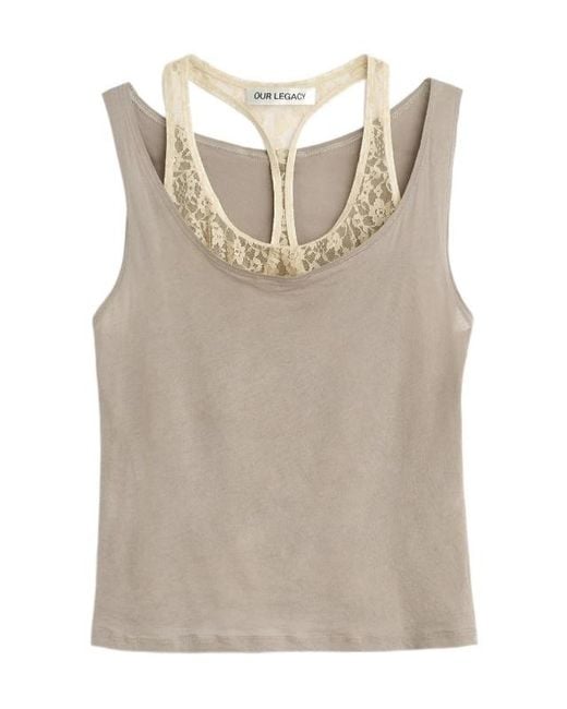 Our Legacy Natural Lace Trim Sleeveless Top