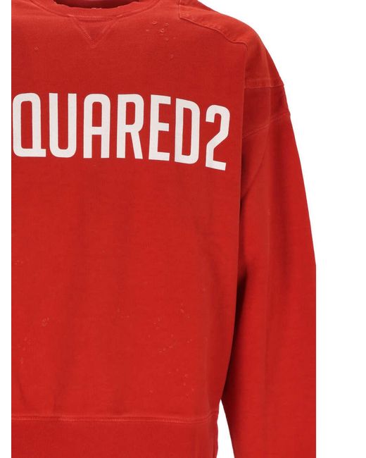 DSquared² Red Logo-Printed Long-Sleeved Crewneck Sweatshirt for men