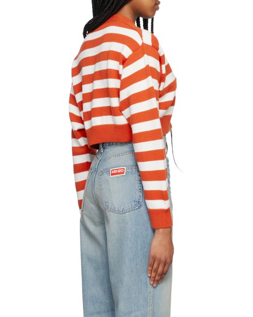 KENZO Red Striped Cropped Cardigan
