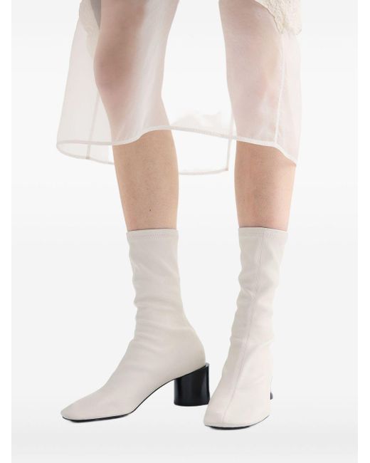 Jil Sander White Block-Heel Ankle Boots