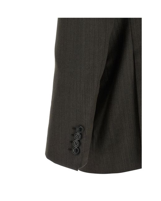 Brioni Black Long-Sleeved Blazer And Trousers Set for men