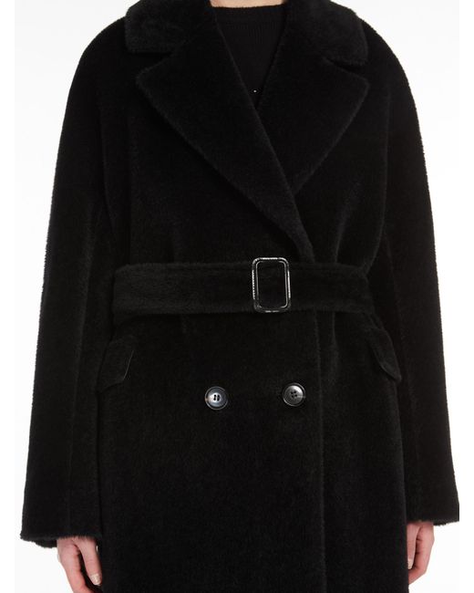 Max Mara Black 'S Double-Breasted Belted Coat