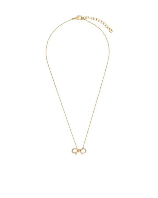 Ferragamo White Vara Bow Pendant Necklace