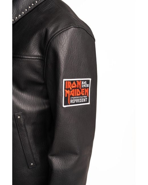 Represent Black X Iron Maiden Trooper Leather Jacket for men
