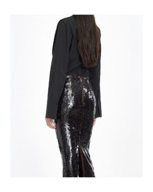 ROTATE BIRGER CHRISTENSEN Black Draped Blouse