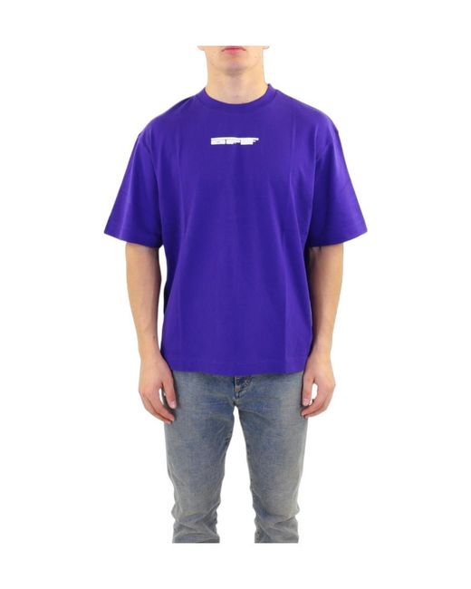 Off-White c/o Virgil Abloh Blue Logo Short-Sleeved T-Shirt for men
