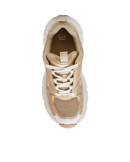 Steve Madden Natural Mesh-Paneled Sneakers