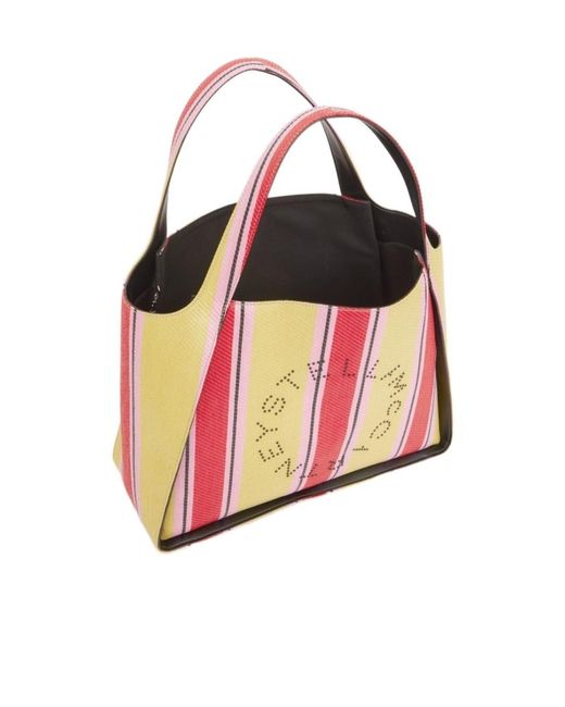 Stella McCartney Red Striped Logo Embellished Tote Bag