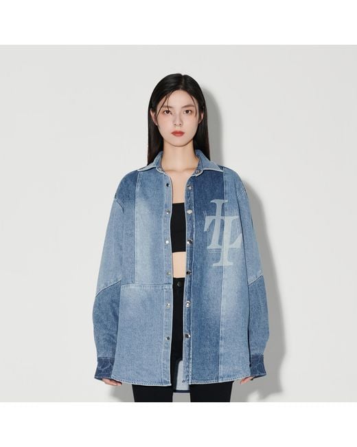 LIU REGALI Blue Stitched Long-Sleeved Denim Shirt