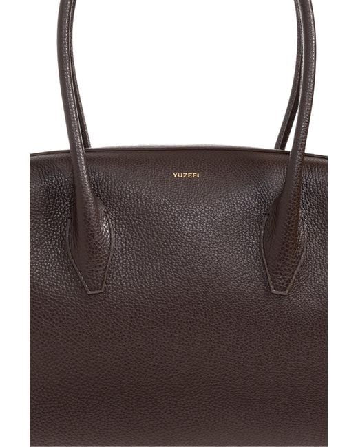 Yuzefi Brown Zipper Shoulder Bag