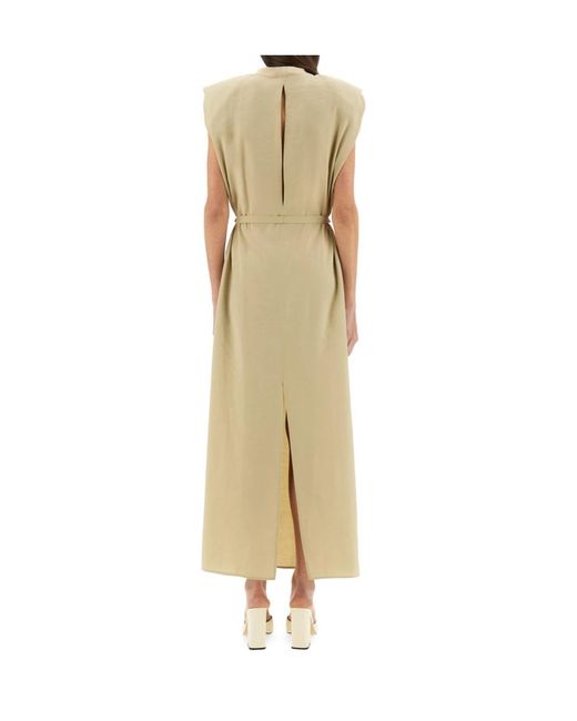 Alysi Natural Belted Sleeveless Maxi Dress