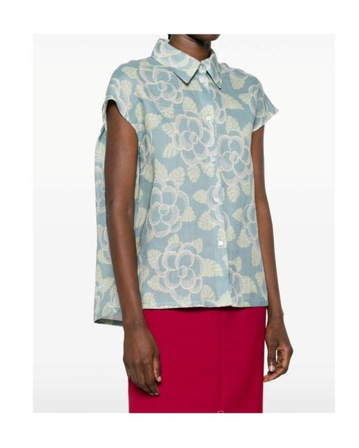 Marni Blue Floral-Pattern Shirt