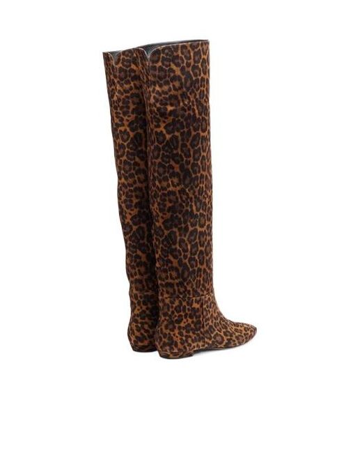 Gianvito Rossi Brown Leopard-Print Suede Knee-High Boots