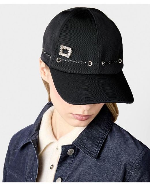 Roger Vivier Black Buckle Baseball Cap