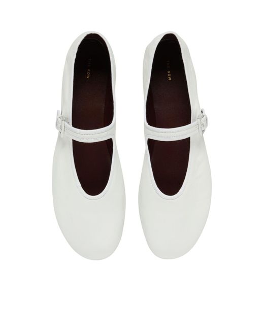 The Row White Round Head Ballet Shoes