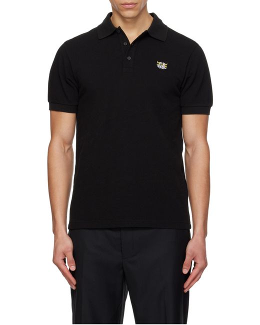KENZO Black Wild Tiger Slim Polo Shirt for men