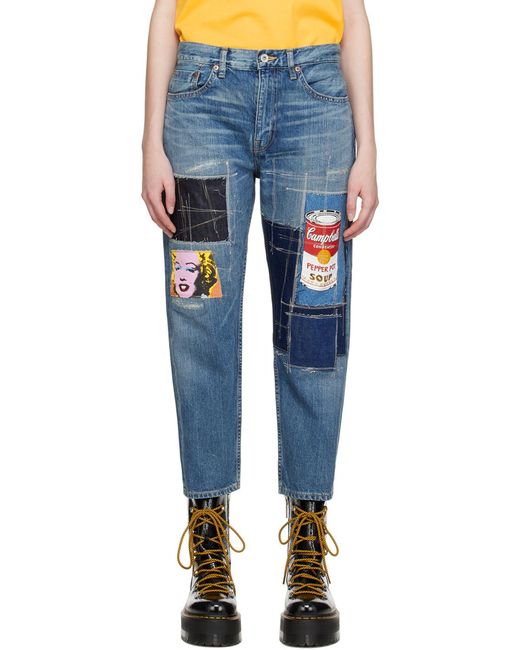Junya Watanabe Blue Patchwork Jeans for men