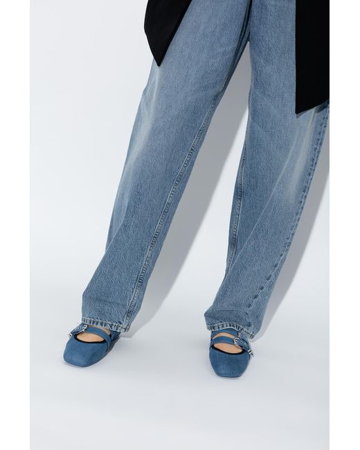 Stuart Weitzman Blue Logo Flat Shoes