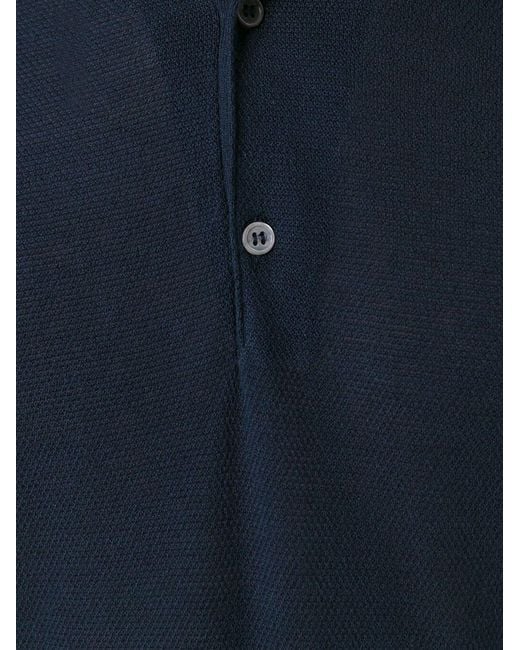 John Smedley Blue Button Polo Shirt for men
